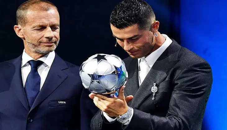 Cristiano Ronaldo receives the UEFA All-Time Top Scorer award