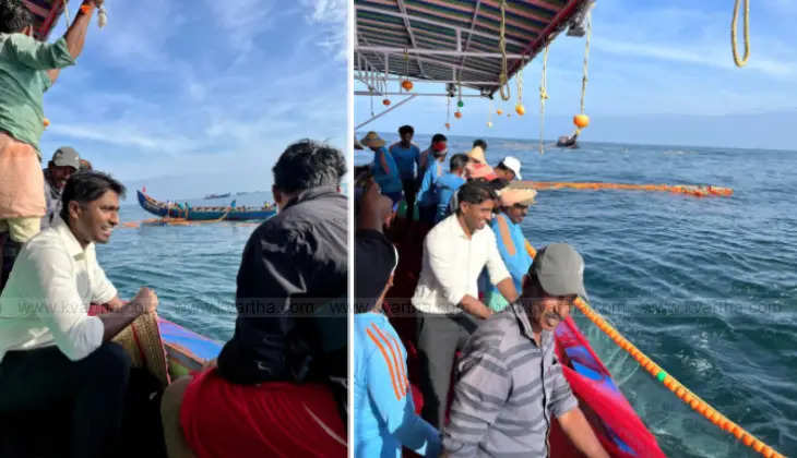 Collector fishing with fishermen on Onam day 2