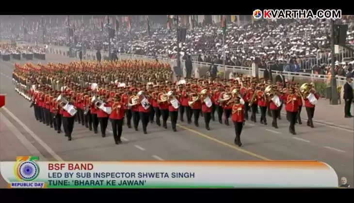 Indian soldiers marching in the Republic Day parade.