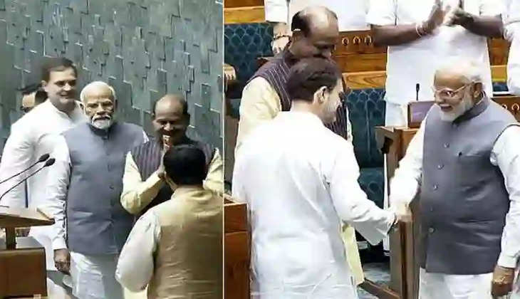 PM Modi Shakes Hands With Rahul Gandhi In Parliament; Video Goes Viral, New Delhi, News, PM Modi, Shakes Hands, Rahul Gandhi, Parliament, Politics, Social Media, National News