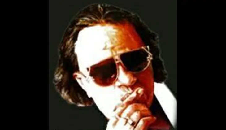 A portrait of Ravindra Jain, a renowned Indian music composer.