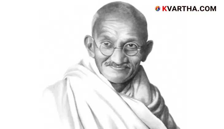 Mahatma Gandhi, the father of the Indian nation, in a portrait.