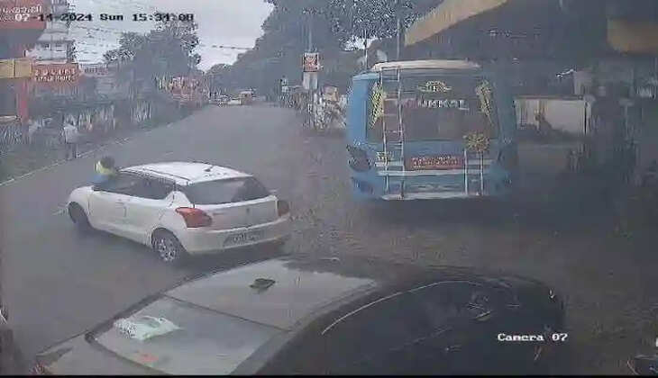 Dangerous driving of a policeman who put a petrol pump employee on the bonnet of his car for asking for fuel money in Kannur: CCTV footage out, Kannur, News, CCTV, Police, Arrest, Complaint, Suspension, Kerala News