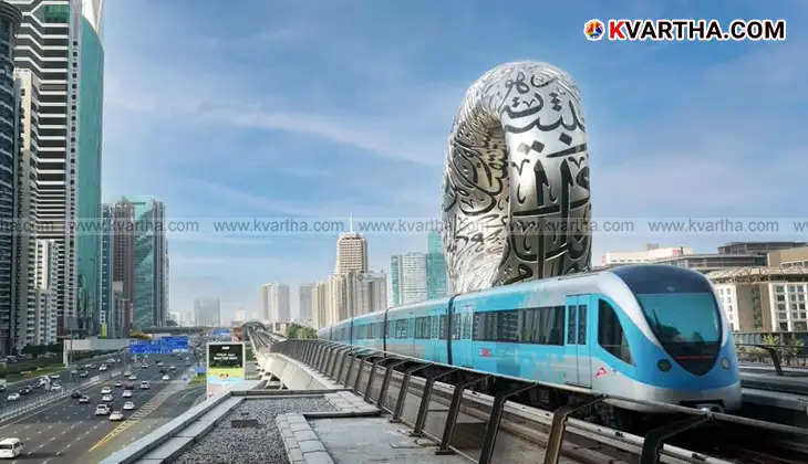 Dubai Metro passengers inside a metro train.