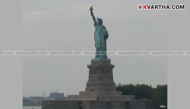 The Statue of Liberty, standing tall in New York City, USA, symbolizing freedom and democracy.