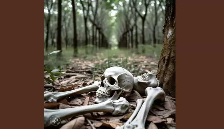 Skeleton Found in Rubber Plantation in Pathanamthitta, Pathanamthitta, Kerala, skeleton.