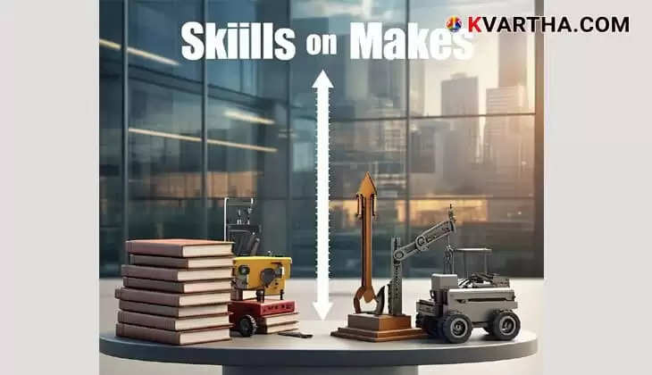  Image representing scale comparing the importance of skills and degrees in the job market.